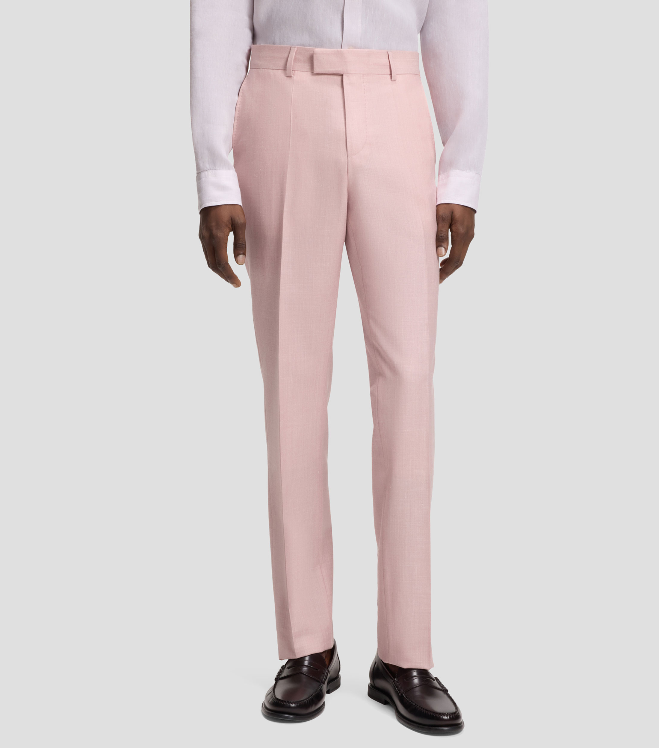 Pantalón de vestir slim fit de lana, seda y lino Hombre